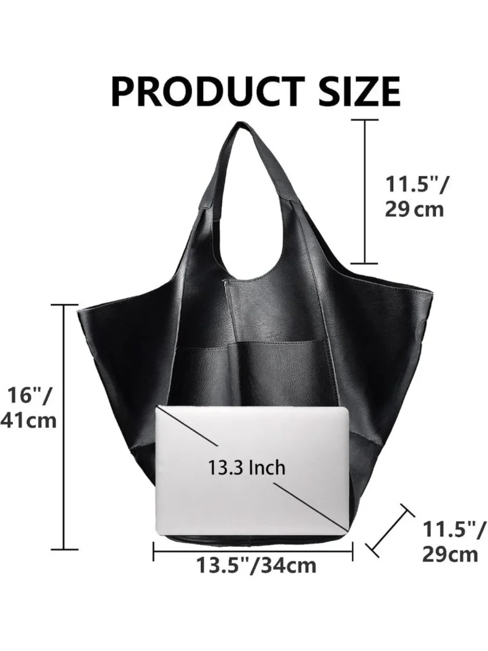 Oversized Leather Tote Bag - Huge Capacity Work Hobo, Soft Travel Shopping
